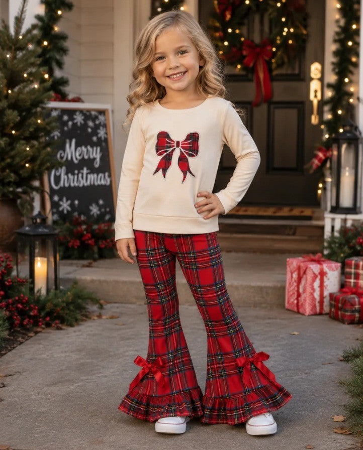 Christmas Plaid Bow Set