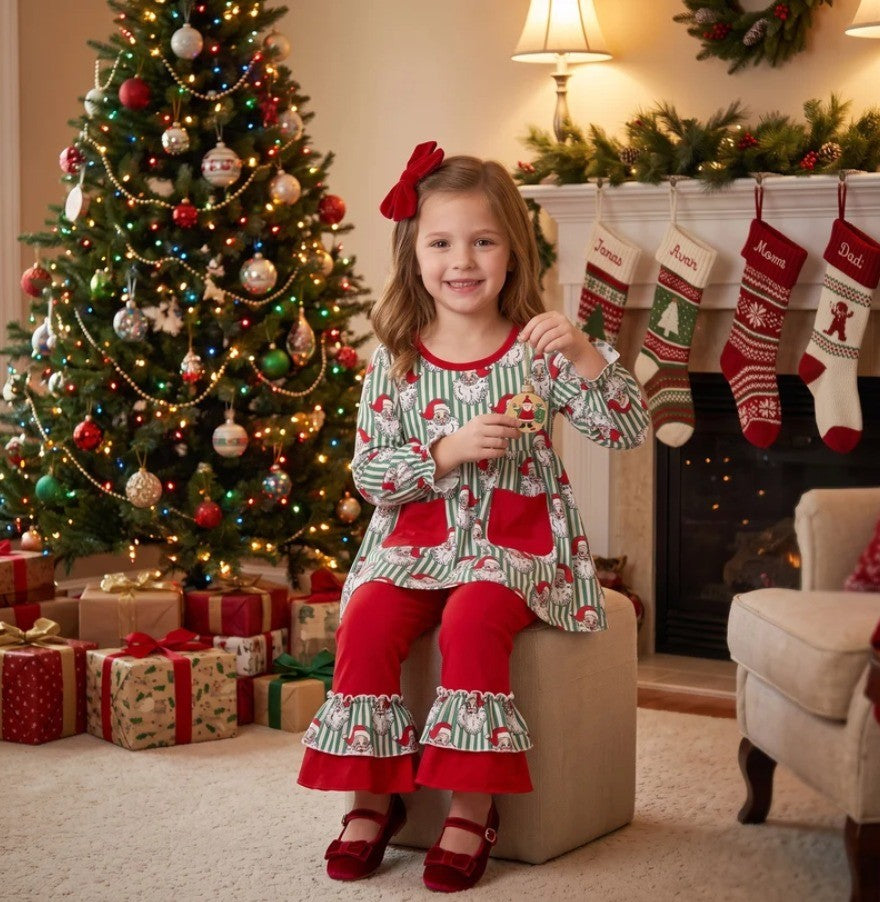 Vintage Santa Striped Set
