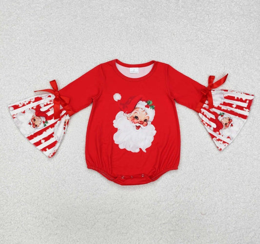 Vintage Santa Bell Sleeve Bubble Romper