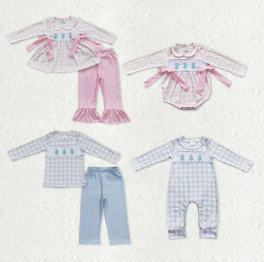 Embroidered Gingham Tree Sibling Collection