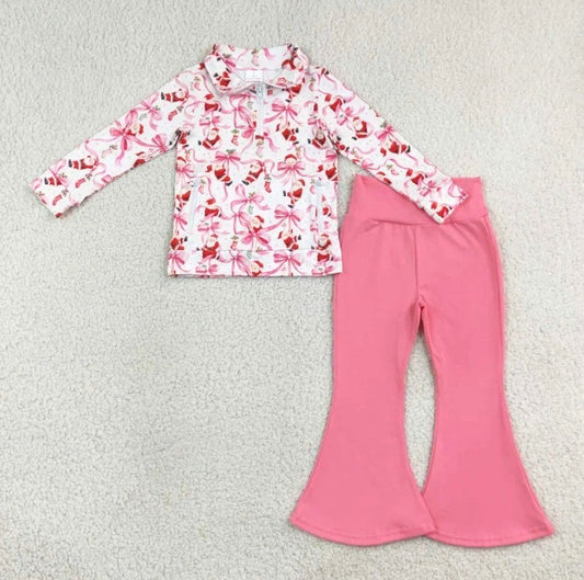 Santa Bow Quarter Zip Yoga Set