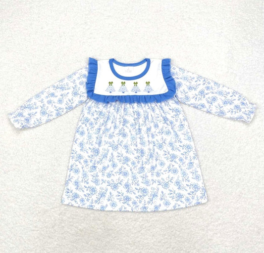 Vintage Blue Floral Tree Dress
