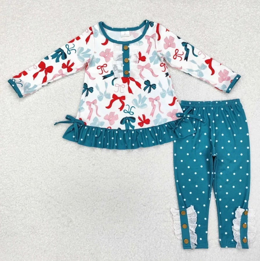 Winter Teal Bow Set