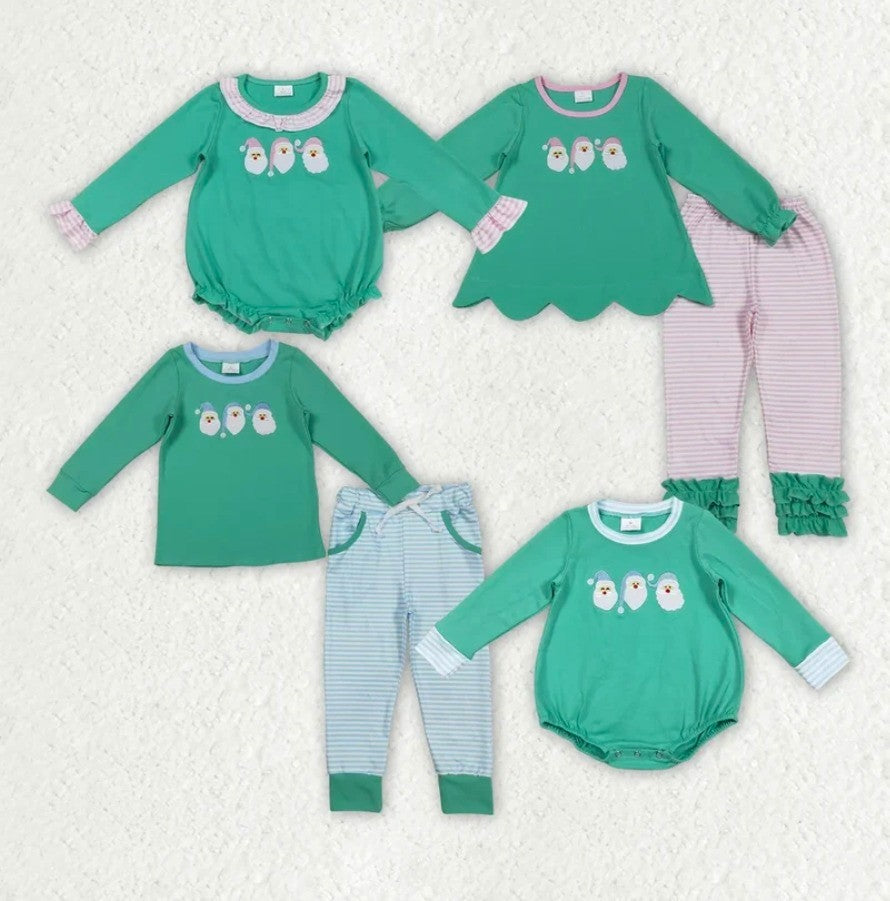 Green Santa Scalloped Sibling Collection