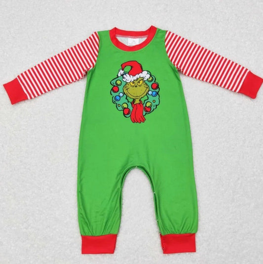 Grinch Wreath Boy Romper