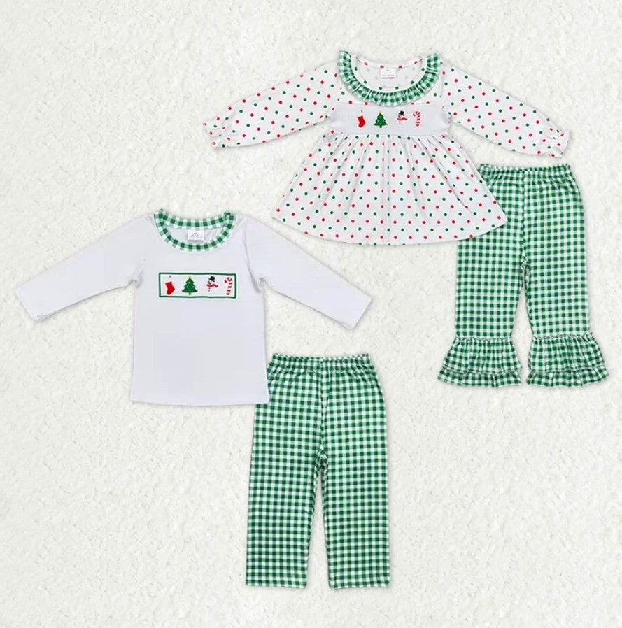 Snowman Stocking Polka Dot Sibling Collection