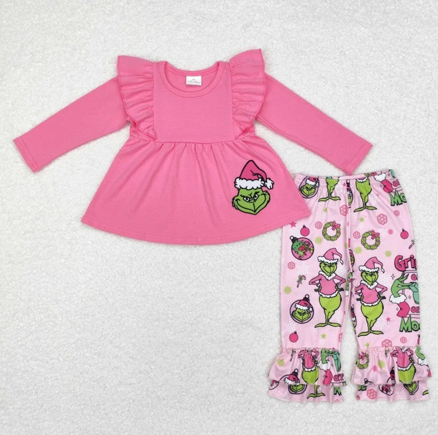 Pink Grinch Ruffle Set