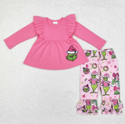 Pink Grinch Ruffle Set