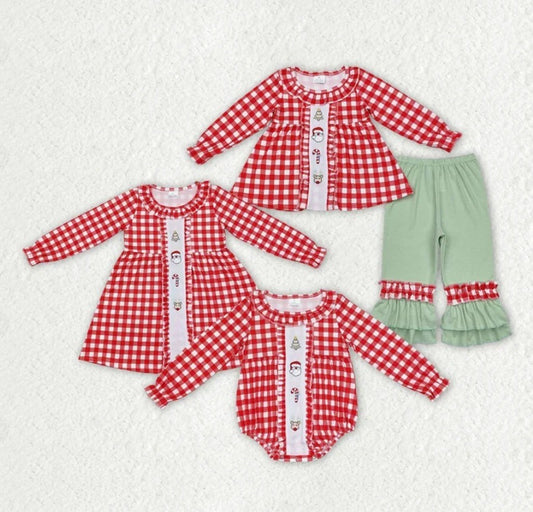 Red Gingham Santa Sibling Collection