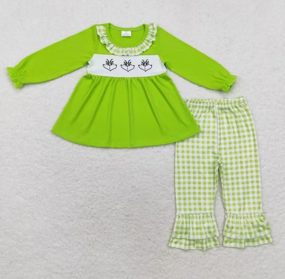 Green Smocked Grinch Set