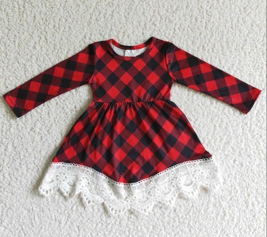 Buffalo Plaid Lace Dress