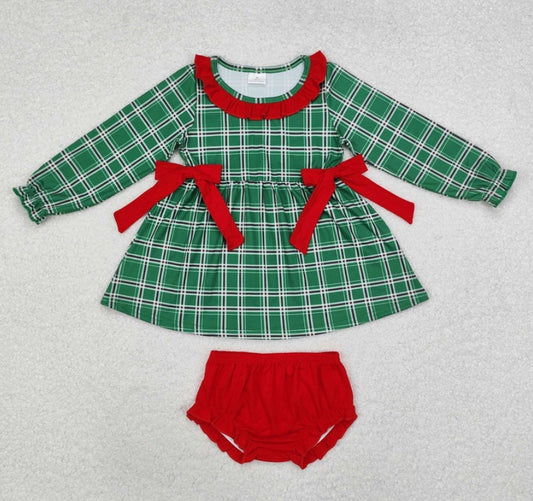 Green and Red Plaid Bummie Infant Set
