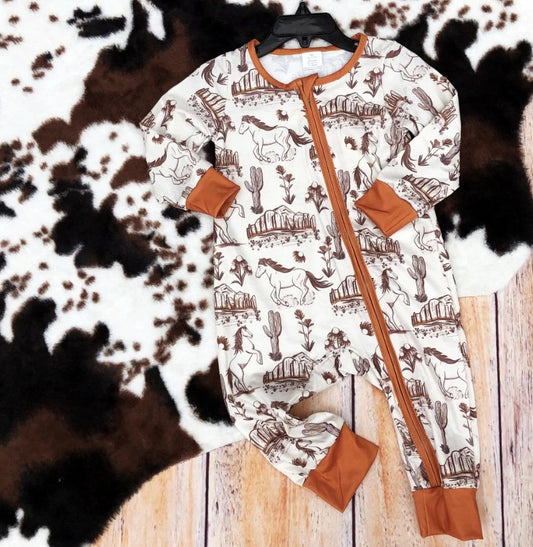 Western Cowboy Horse Bamboo Zip