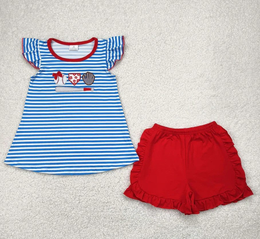 Embroidered Baseball Short Set