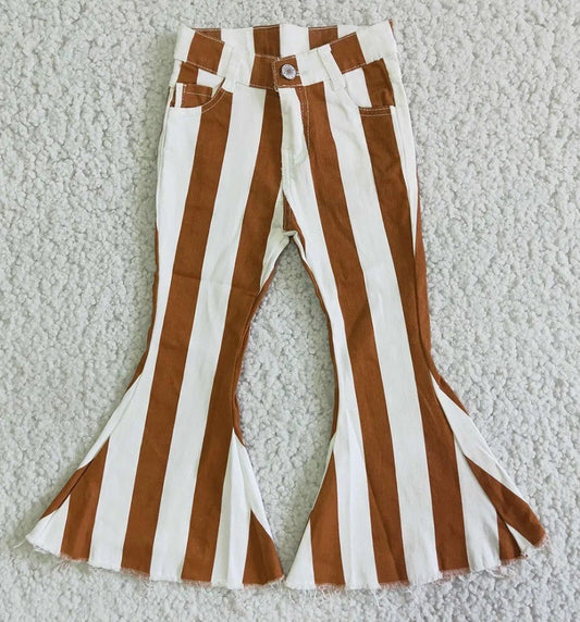 Stripe Bell Flare Denim Jeans