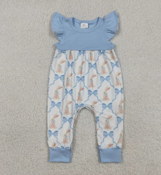 Blue Bow Bunny Romper