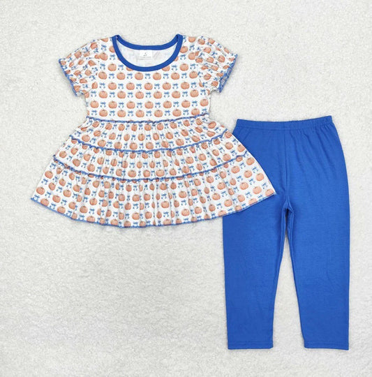 Blue Bow Pumpkin Pant Set