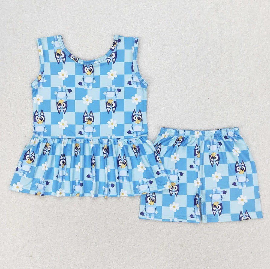 Blue Dog Sister Peplum Set