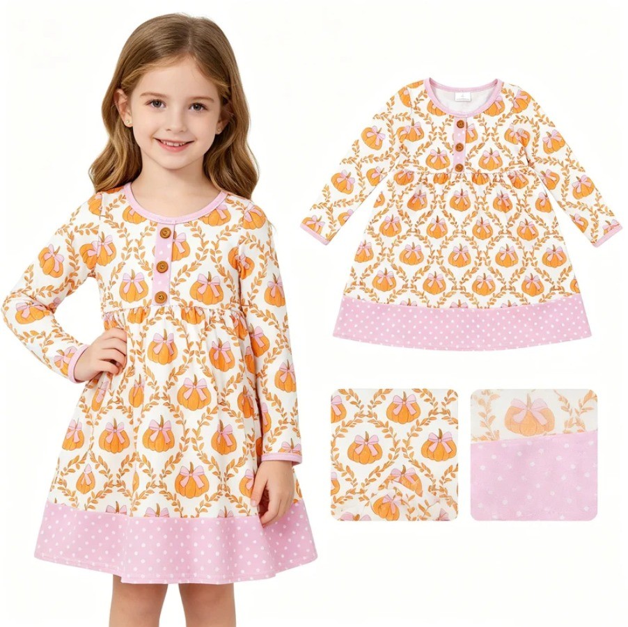 Bow Pumpkin Dot Dress