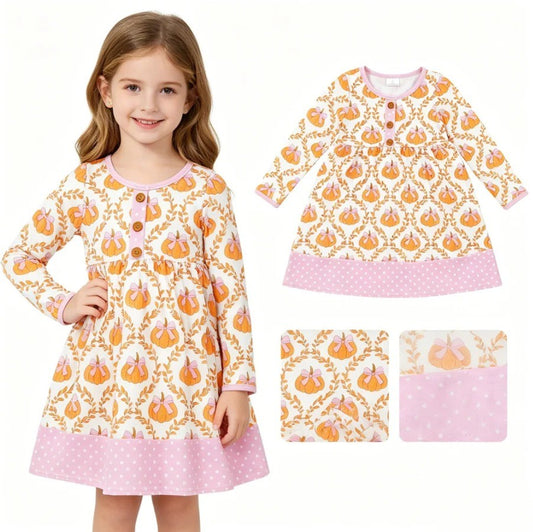 Bow Pumpkin Dot Dress