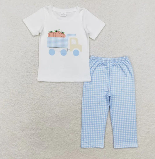 Dump Truck Pumpkin Gingham Set