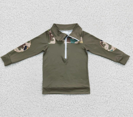 Olive Camo Pullover Top