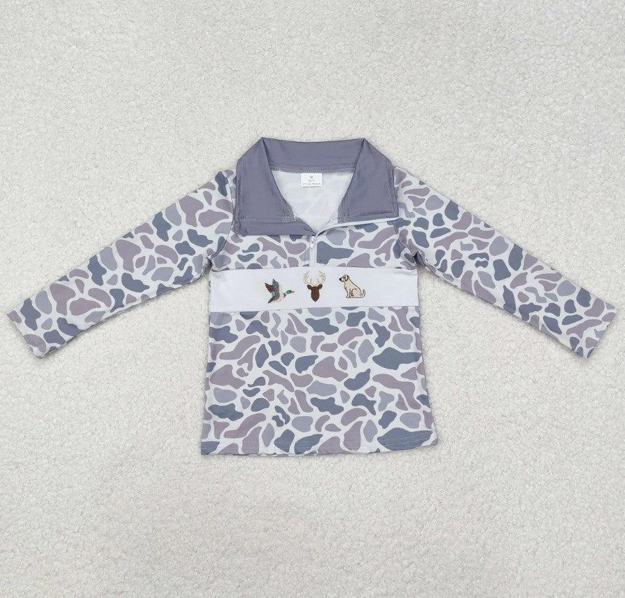 Grey Camo Hunting Pullover Top