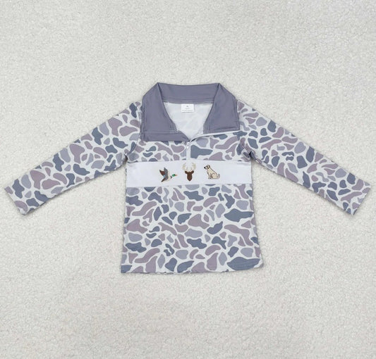 Grey Camo Hunting Pullover Top