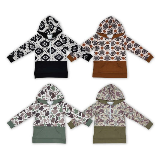 Boys Hooded Pullover Camo Hunting Aztec Western