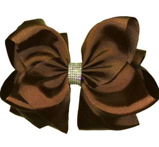 Brown 6.5 Inch Rhinestone Bow