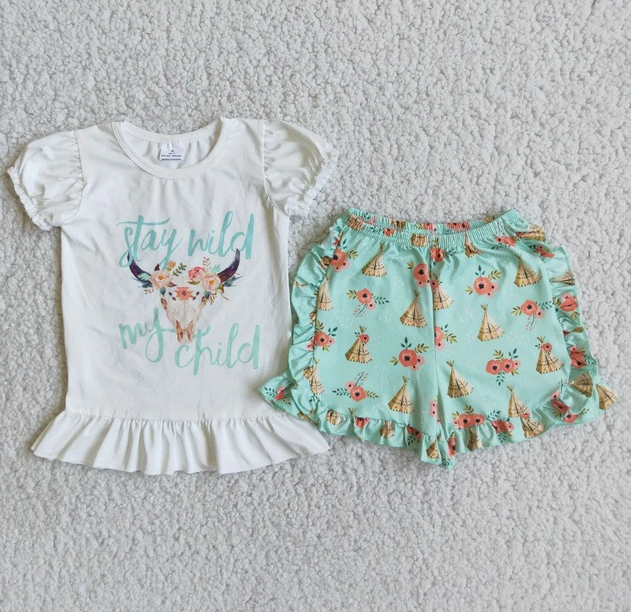 Stay Wild Child Short Set
