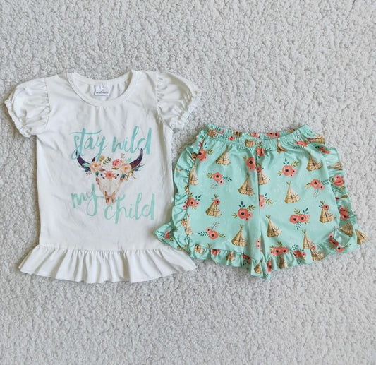 Stay Wild Child Short Set