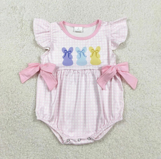 Pink Gingham Bunny Bubble Romper