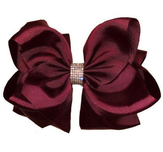 Burgandy 6.5 Inch Rhinestone Bow