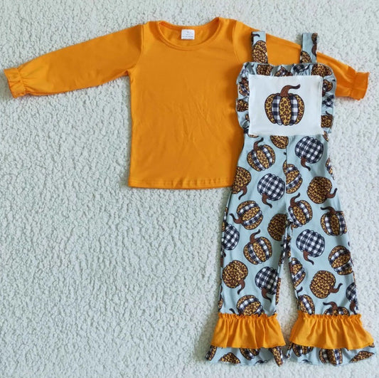 Orange Pumpkin Overall Set