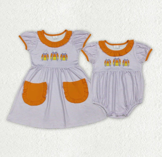 Embroidered Candy Corn Sibling Collection