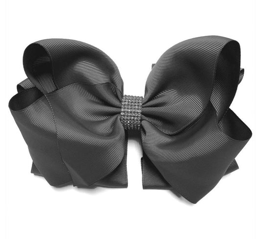 Charcoal Grey 6.5 Rhinestone Bow