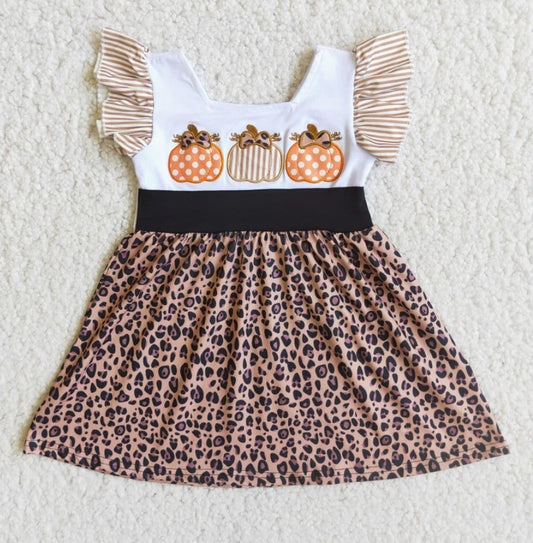 Embroidered Pumpkin Cheetah Dress