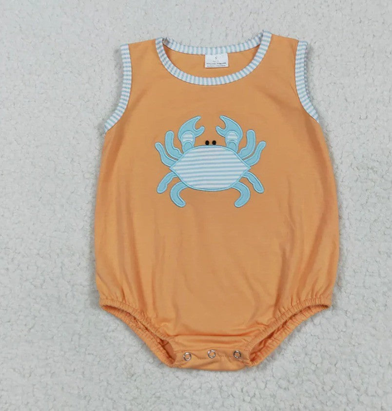 Embroidered Floral Crab Romper Short Set Collection