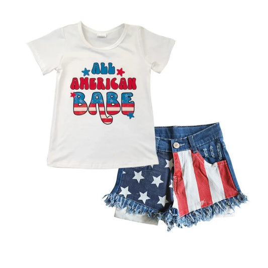 American Babe Denim Short Set