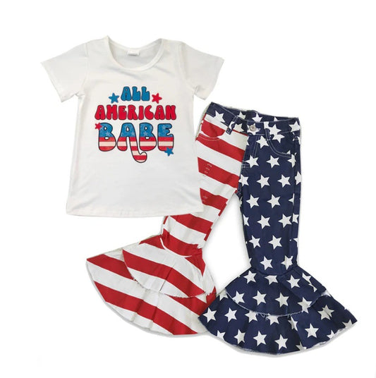 American Babe Denim Bell Bottom Set