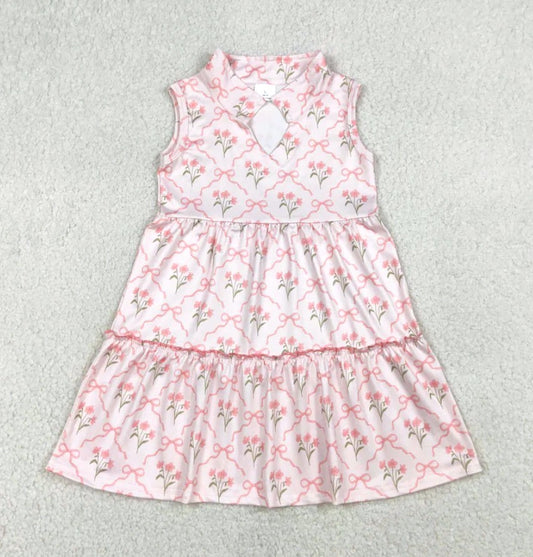Sleeveless Bow Tiered Dress