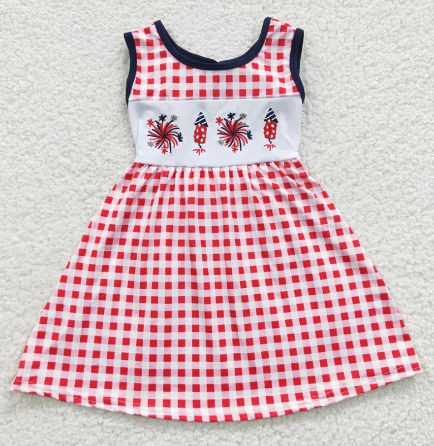 Embroidered Gingham Flag Dress