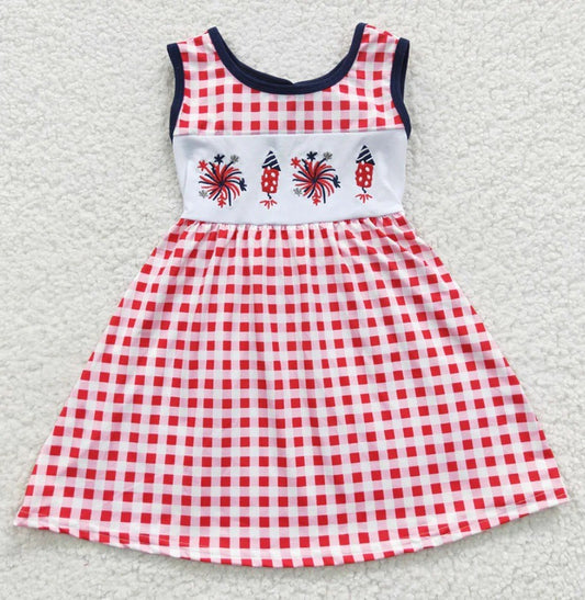 Embroidered Gingham Flag Dress