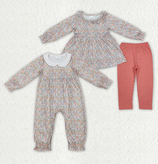 Fall Floral Set Romper Sibling Collection
