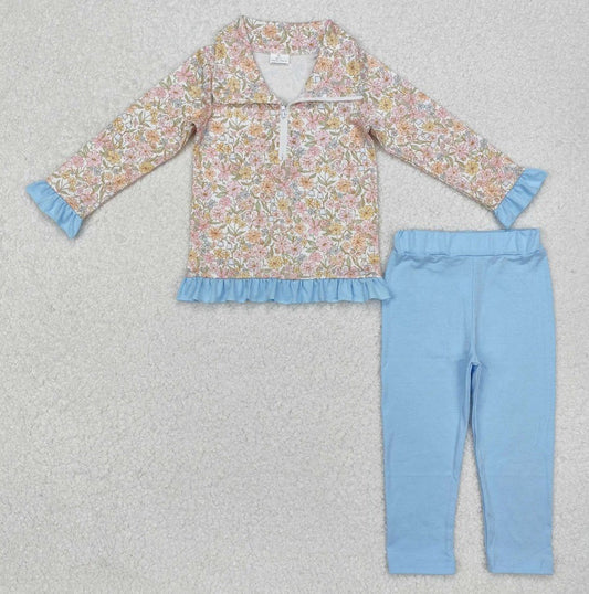 Blue Floral Pullover Legging Set