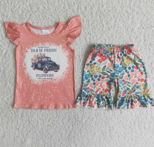 Flower Truck Short Set