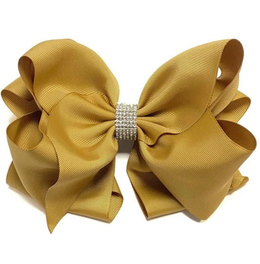 Pale Gold 6.5 Inch Rhinestone Bow
