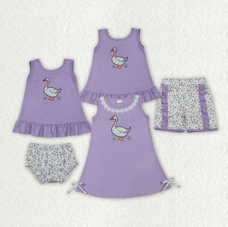 Goose Embroidery Sibling Set