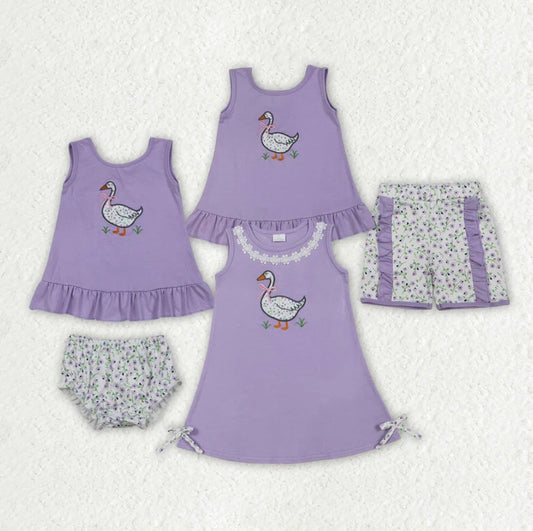 Goose Embroidery Sibling Set